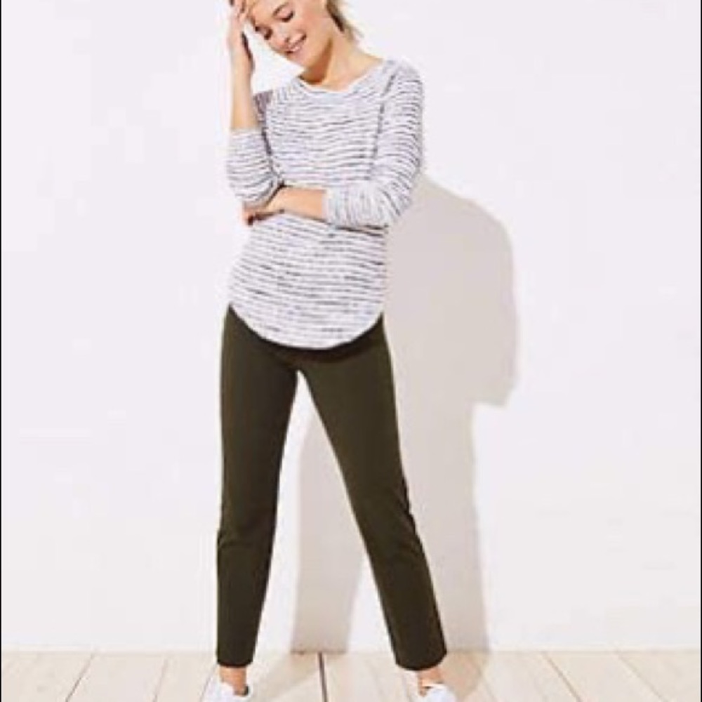 Loft NWT dark caper slim crop pull on pants
